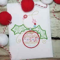 Swirly Christmas Ornament Ball Embroidery Design